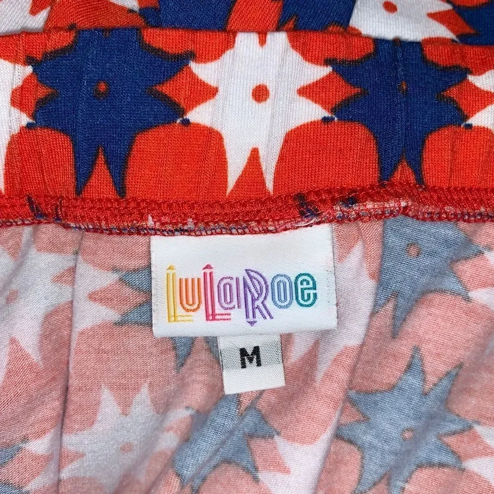 LuLaRoe red skirt with ,white,and stars