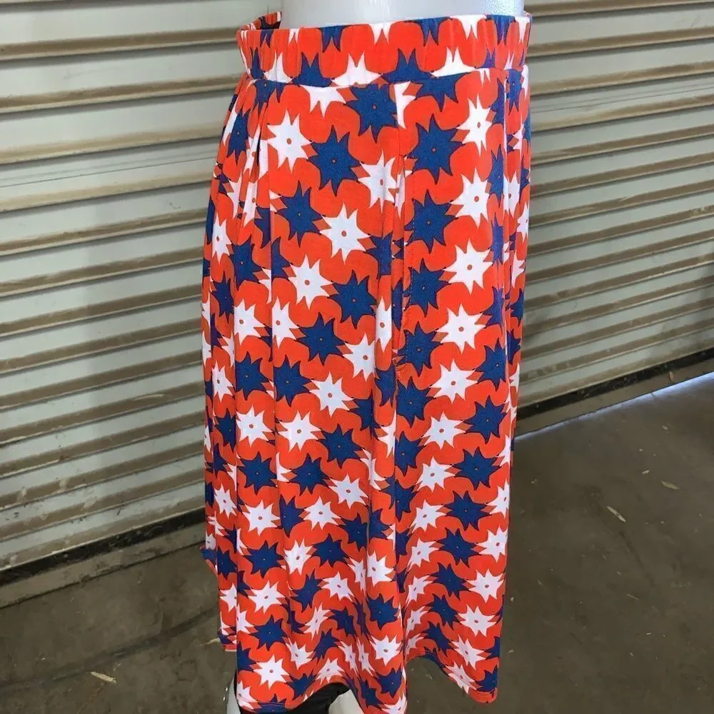 LuLaRoe red skirt with ,white,and stars
