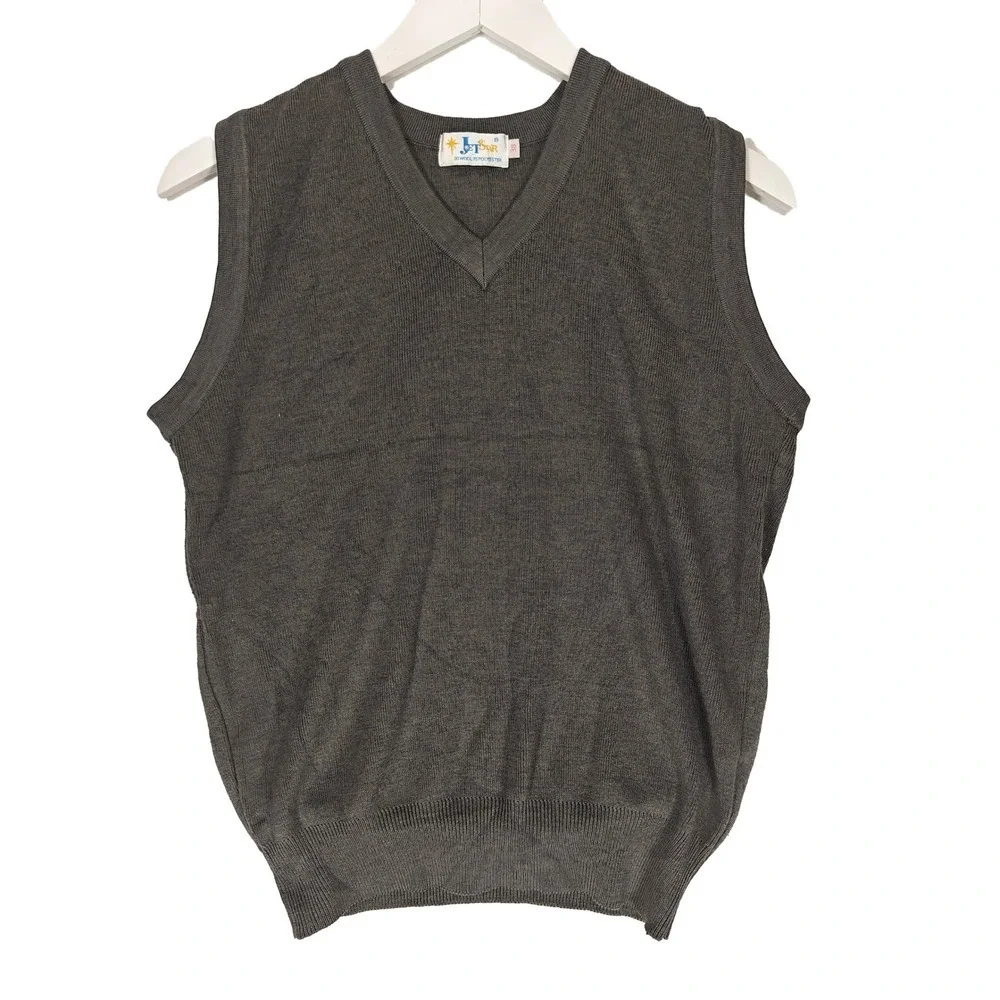 Vintage Jetstar Gray Wool Blend V-Neck Sweater Vest Mens Size 38 Charcoal Marl