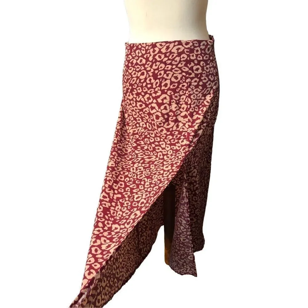 SHEIN Vacay animal print cheetah  Print Split Thigh Skirt