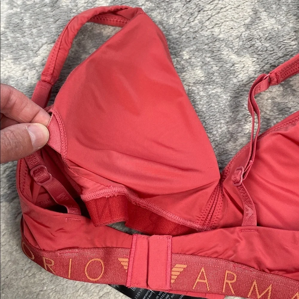 NWT Emporio Armani Underwear Padded Triangle Bralette Bra Rust Red Sz M