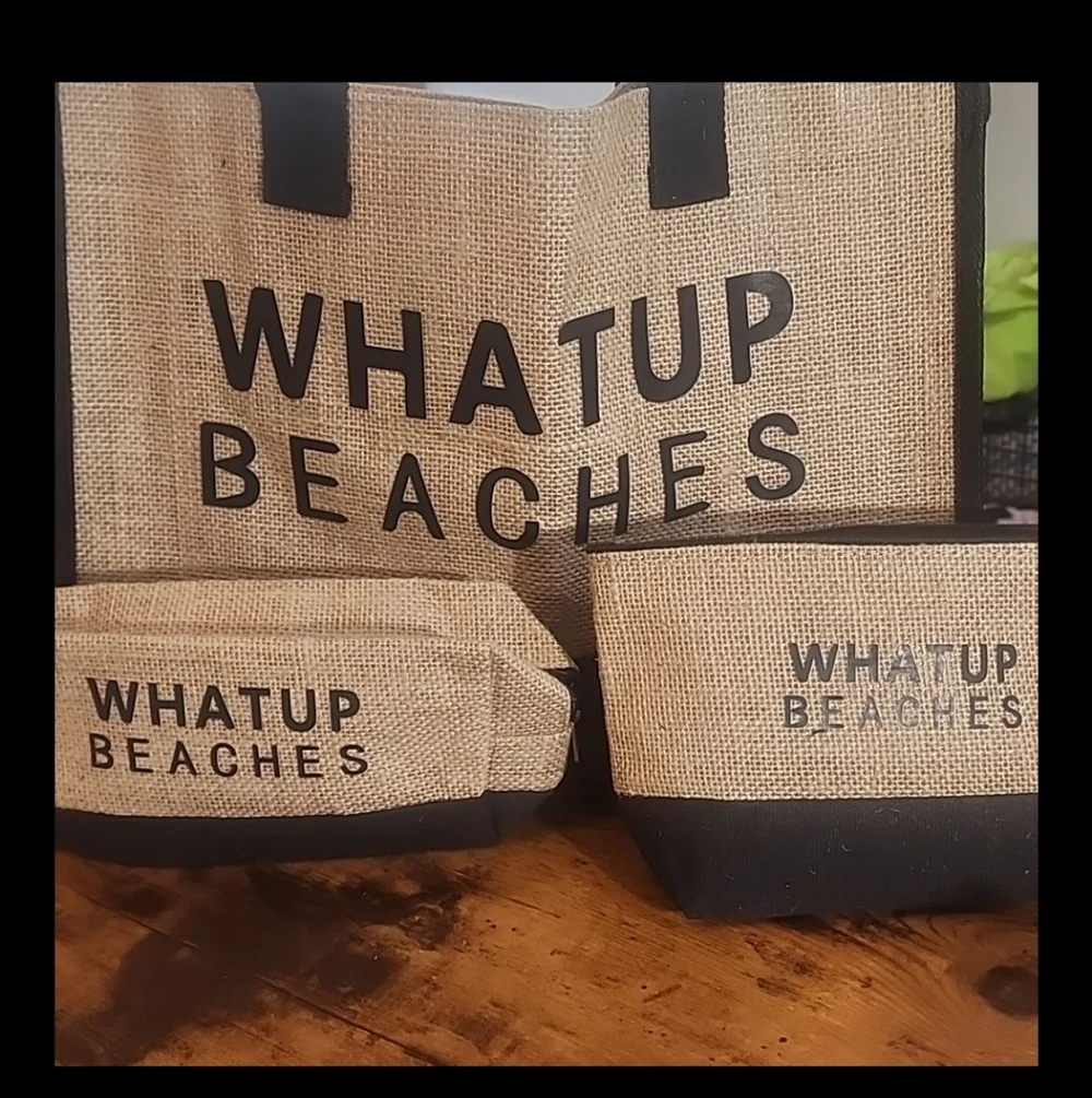 Black&Brown Women's Beach Tote Bag, Canvas Beach Bag Suitable For Everyday 3pc