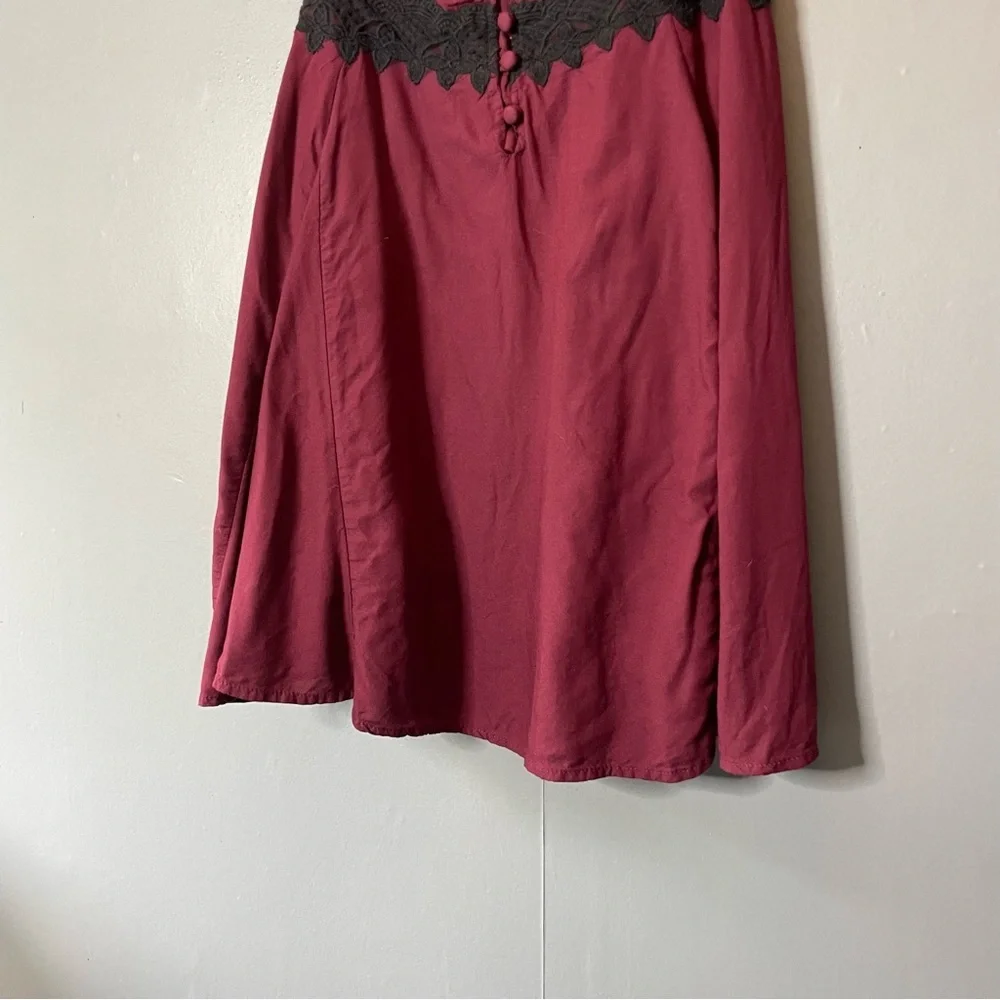 Urban outfitters Burgundy babydoll Dress‎ with Black Lace Detail size small