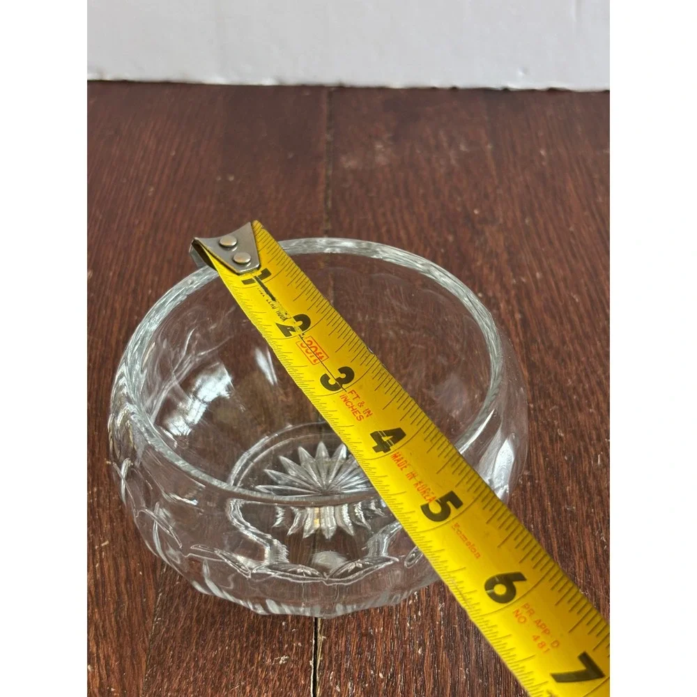 Vintage Clear Pressed Glass Ribbed Bowl Sunburst Base Fluted Candy Dish 4.5 inch