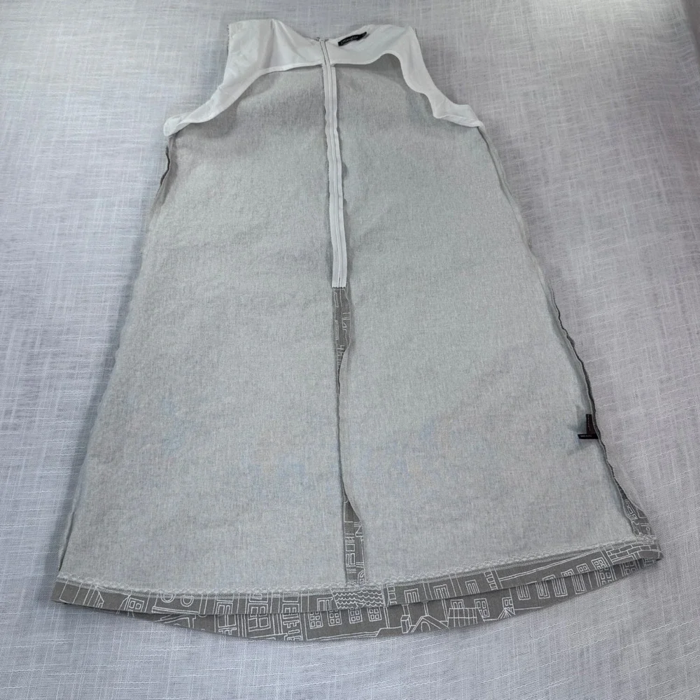 J. McLaughlin Cityscapes Shift Dress Sleeveless XS Taupe Preppy MOD Artsy Modern