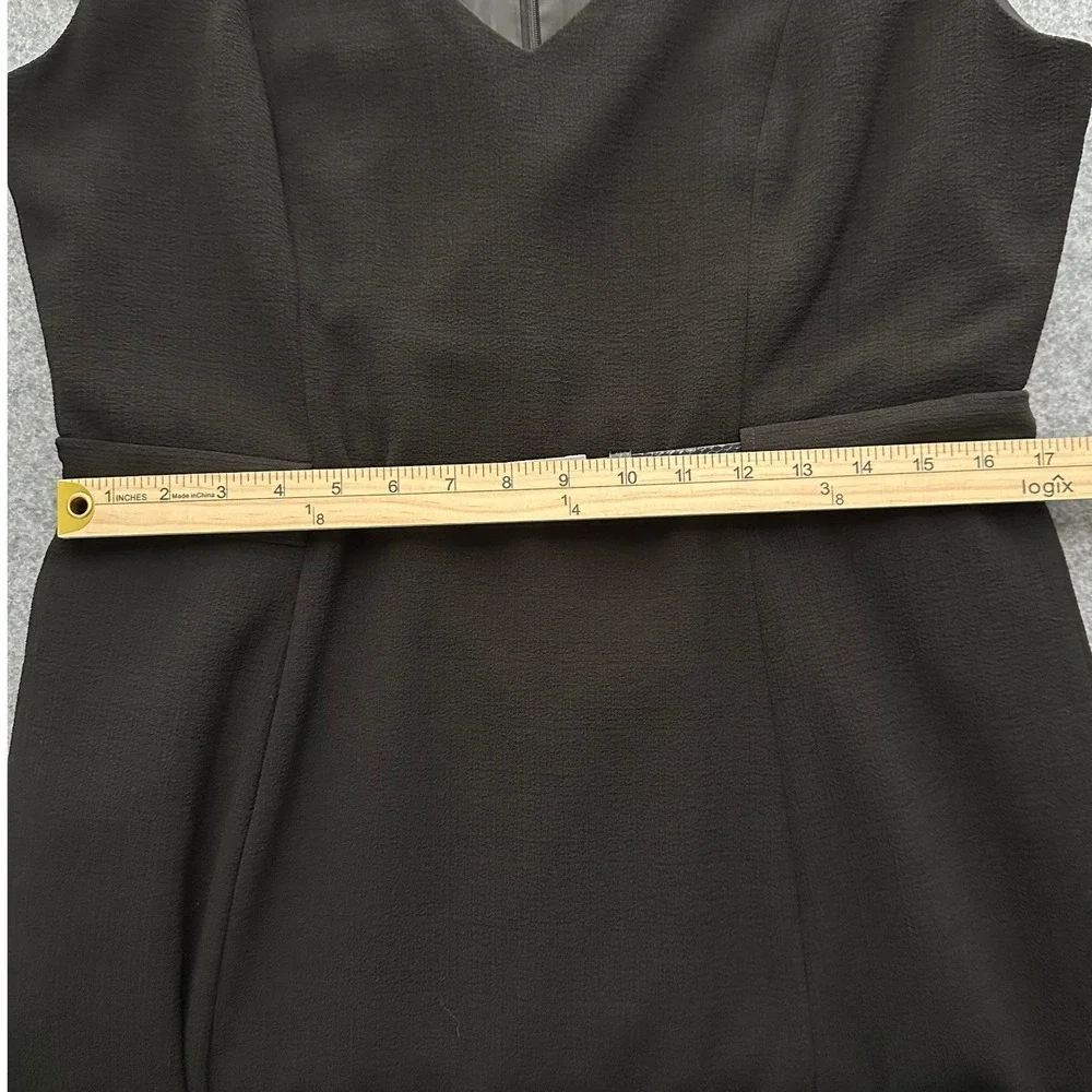 Evan Picone Dress Womens 16 Black Belted V-Neck Cap Sleeve Classic Office Career
