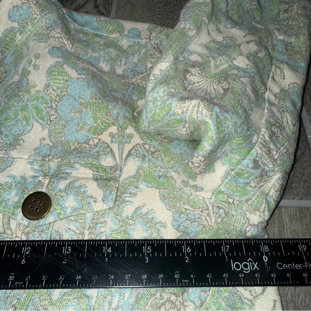 Charter Club 100% Linen‎ Floral Multi Color Blazer Jacket Women’s S With Pockets