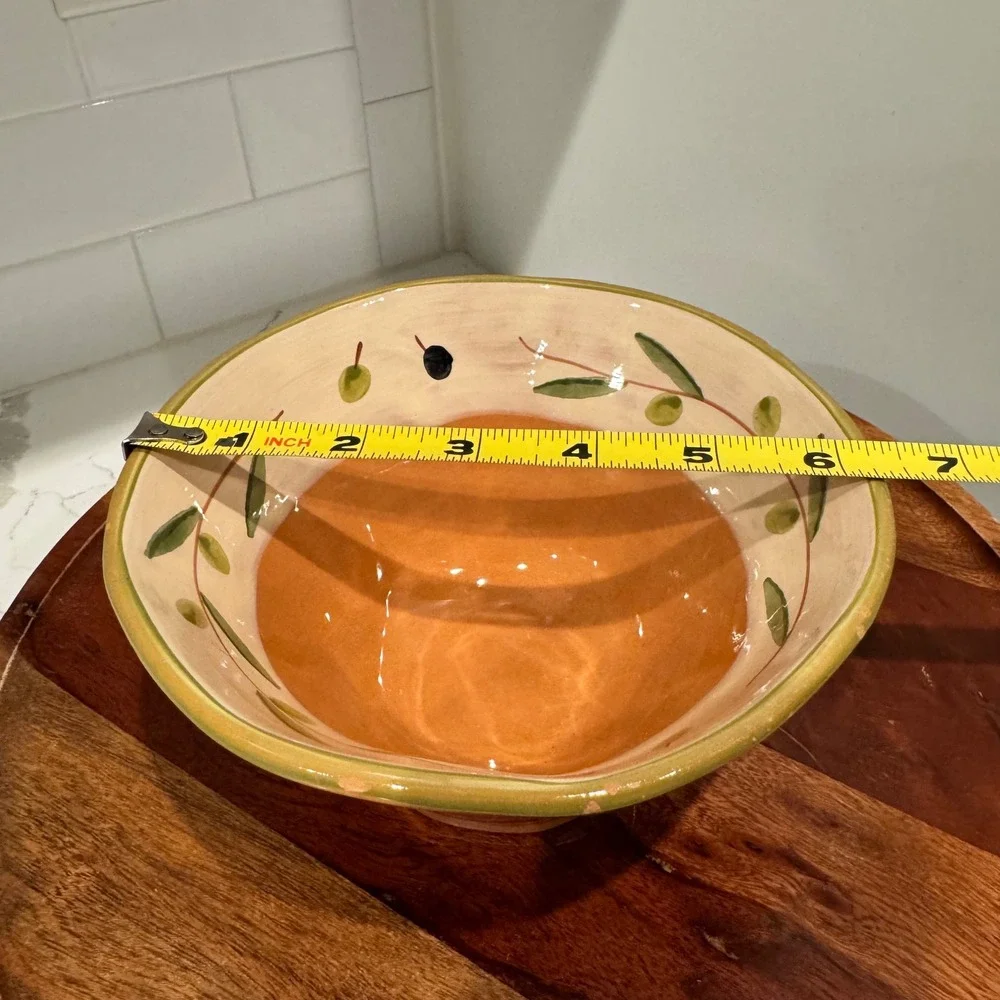 Tabularasa Handmade in Italy Ceramic Olive Branch Bowl Terracotta Orange 6.5
