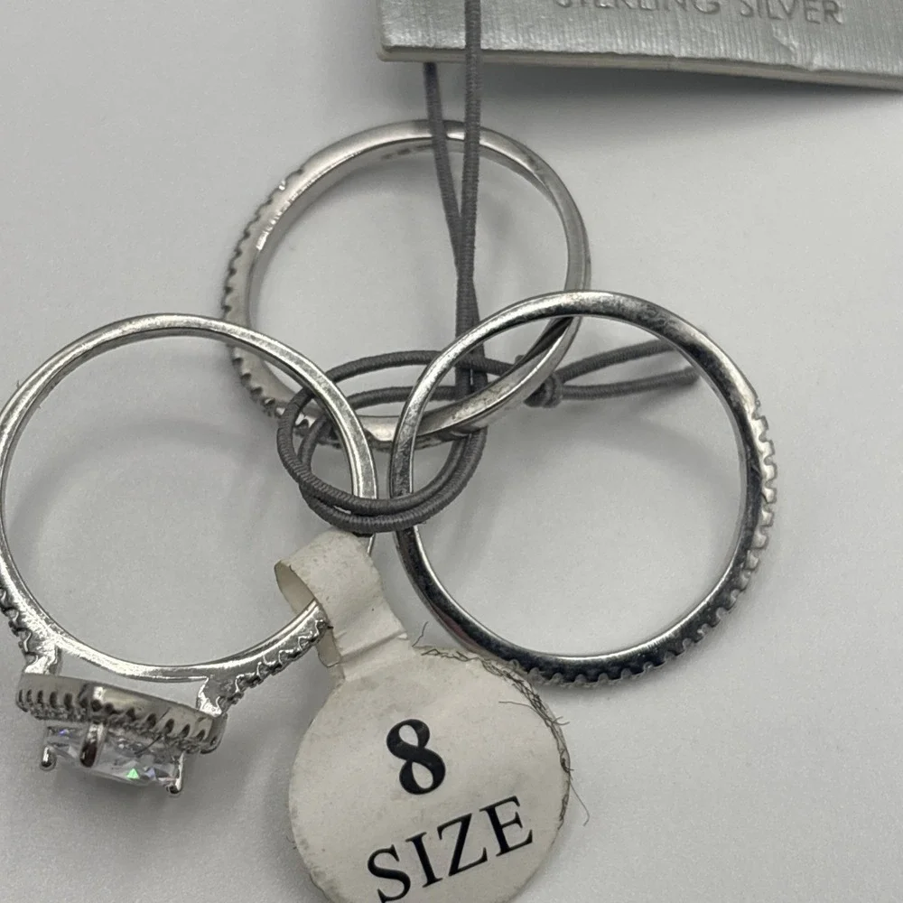 Stella‎ Picciotto Sterling Silver 3 Ring Set Size 8 New