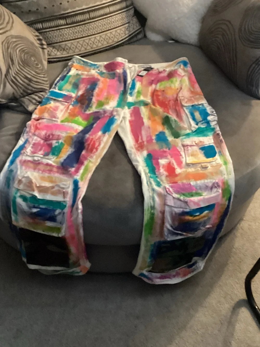 Fashion Nova Multicolor Wide Leg Pants - Bright Brushstroke Print