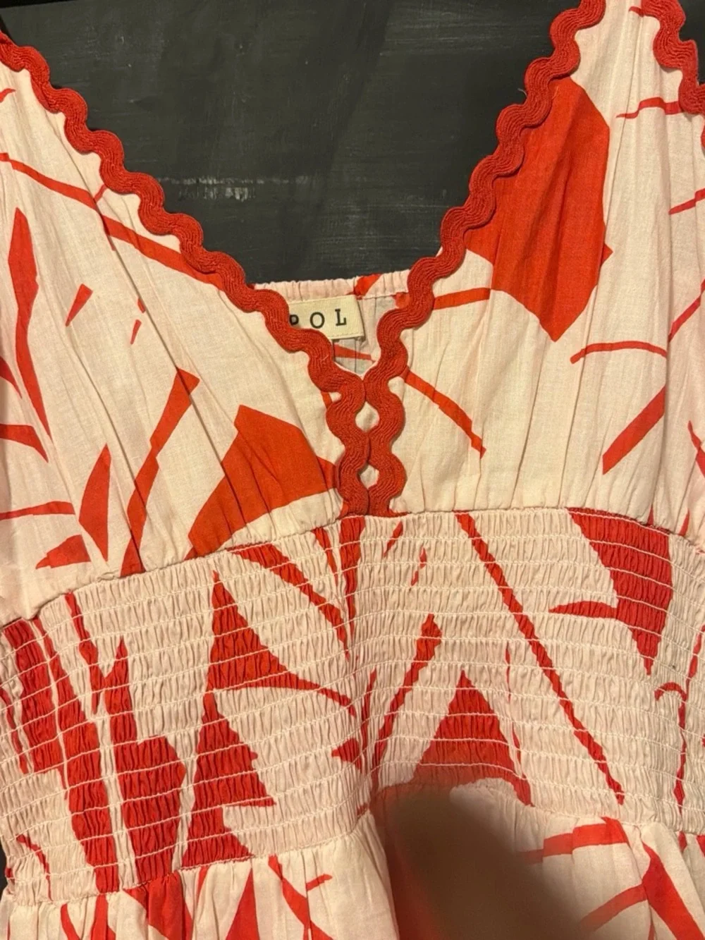 POL Red & White Floral Tiered Sundress Size Small BNWOT