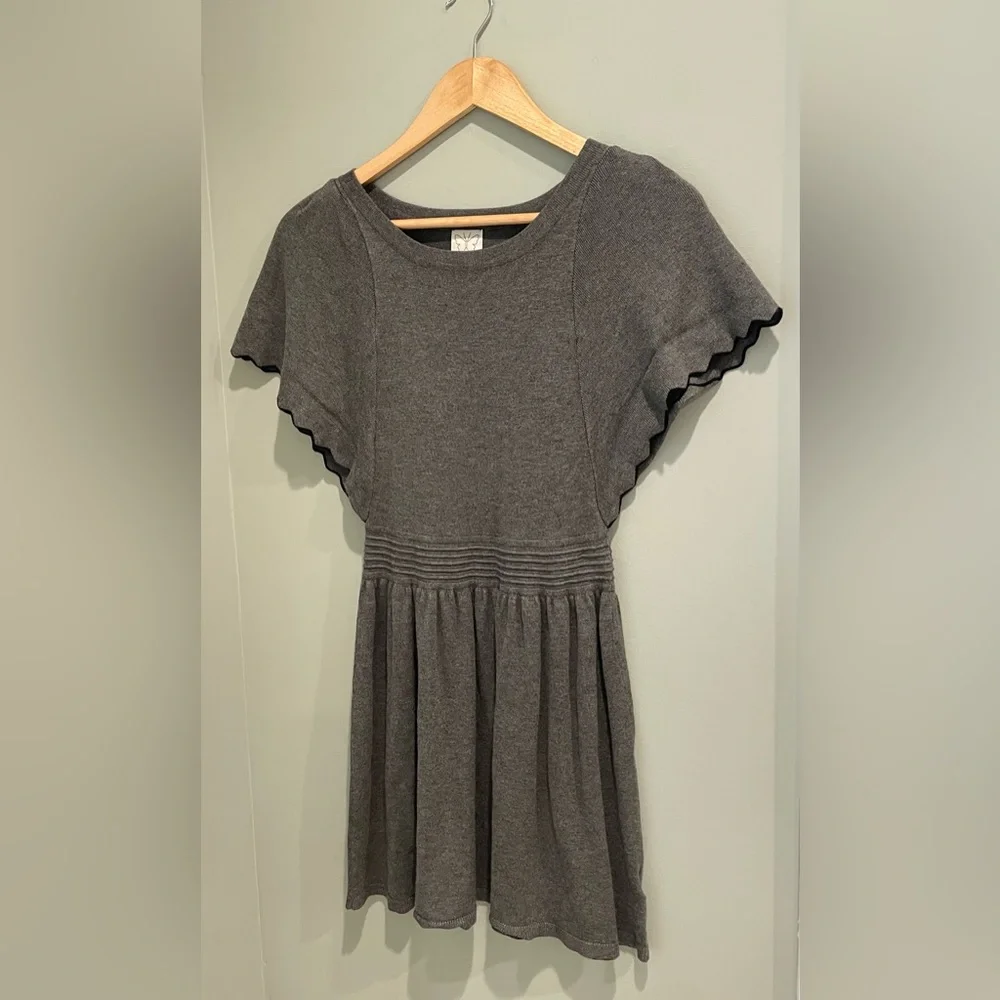 ELLA MOSS Girls Butterfly‎ Sleeve Sweater Dress Heather Grey Stretchy-Size 12