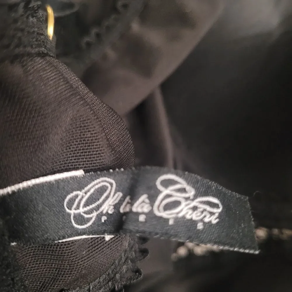 Ooh la la cheri black lace teddy with garter