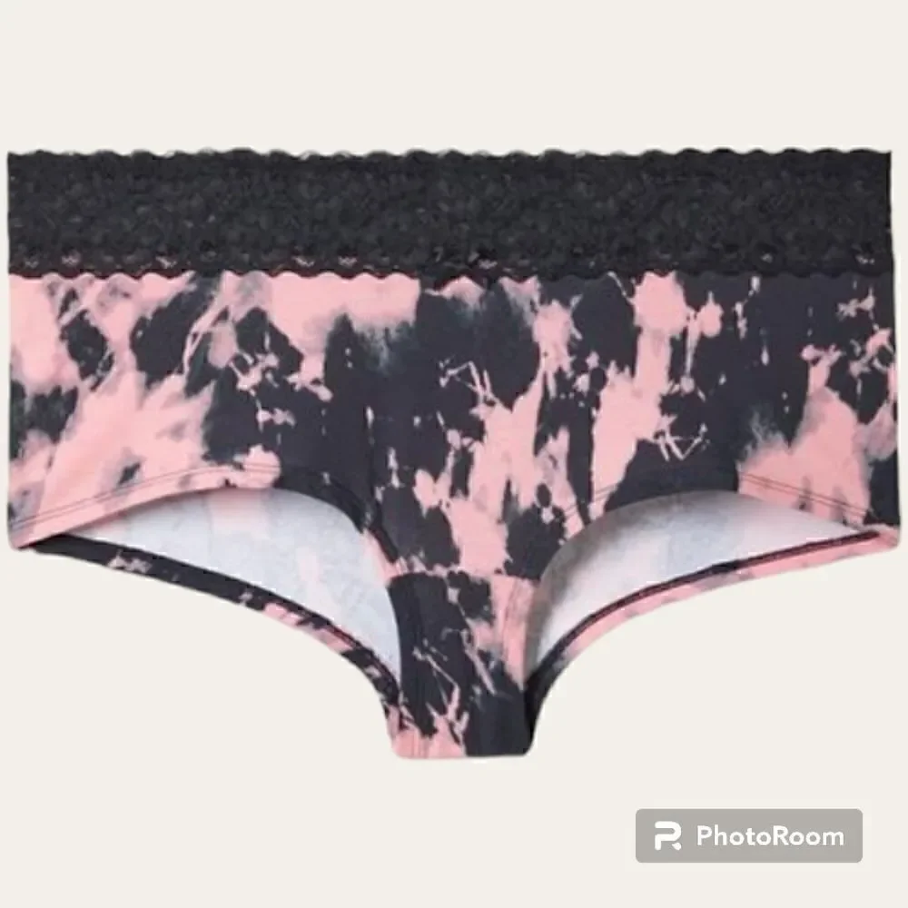 4X 26W Torrid Cotton Boyshort Panty Tiedye Pink Black Lace Trim Mid Rise Medium