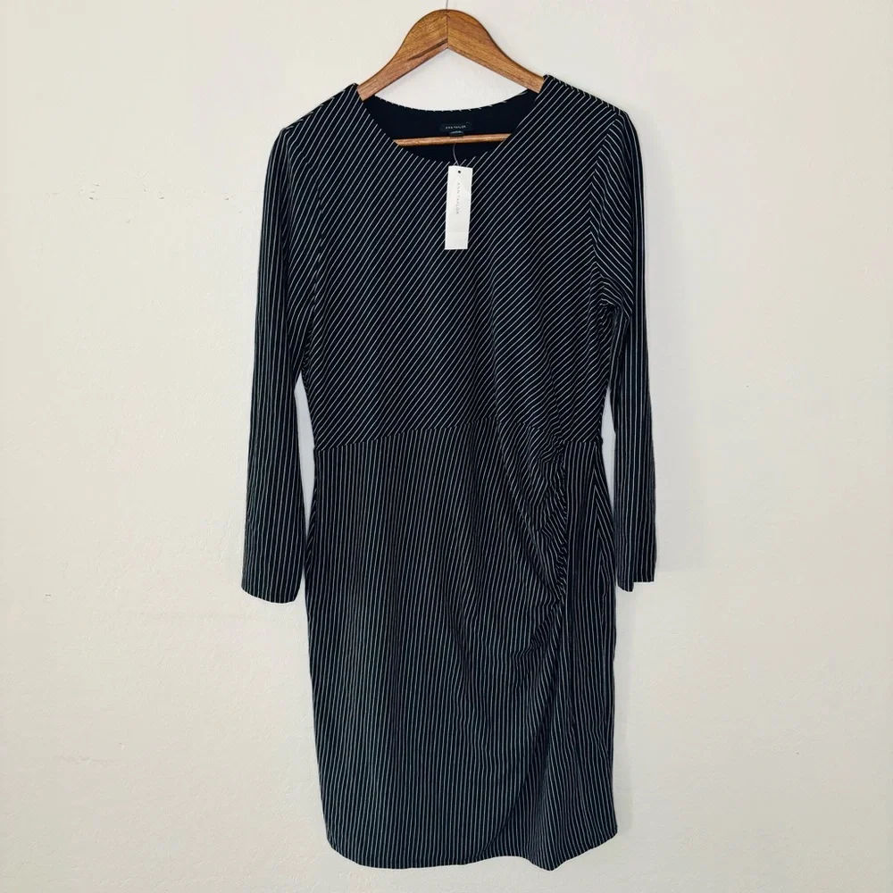Ann‎ Taylor Pinstripe Dress NWT Women’s Long Sleeve Workwear Large S490283