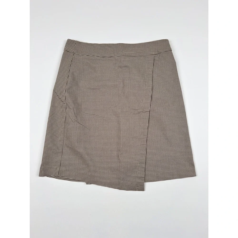 Margaret M Beatrice Faux Wrap Mini‎ Skirt Brown Large Stitch Fix