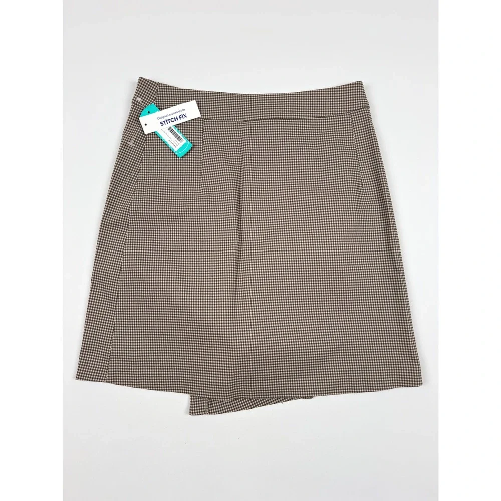 Margaret M Beatrice Faux Wrap Mini‎ Skirt Brown Large Stitch Fix
