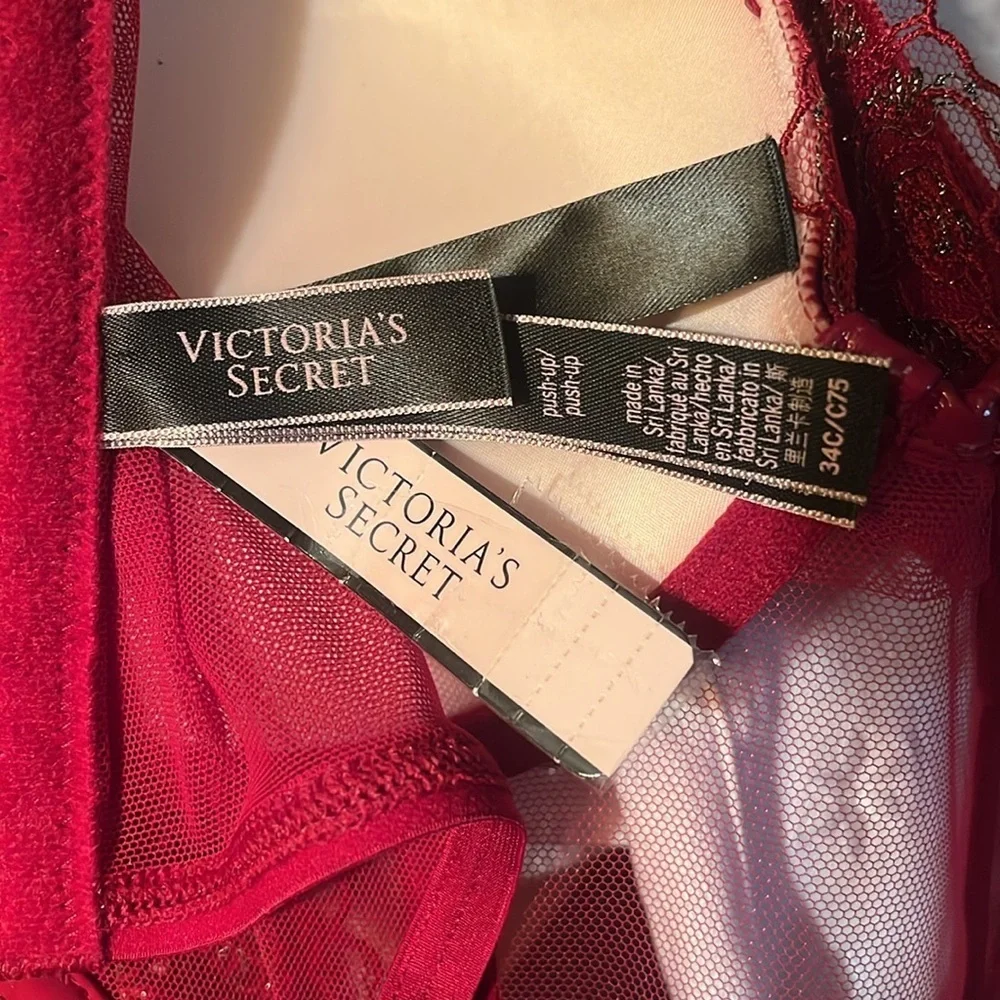 NWT $85 VICTORIA'S SECRET Very Sexy Midnight Affair Embroid Push-Up Corset 34C