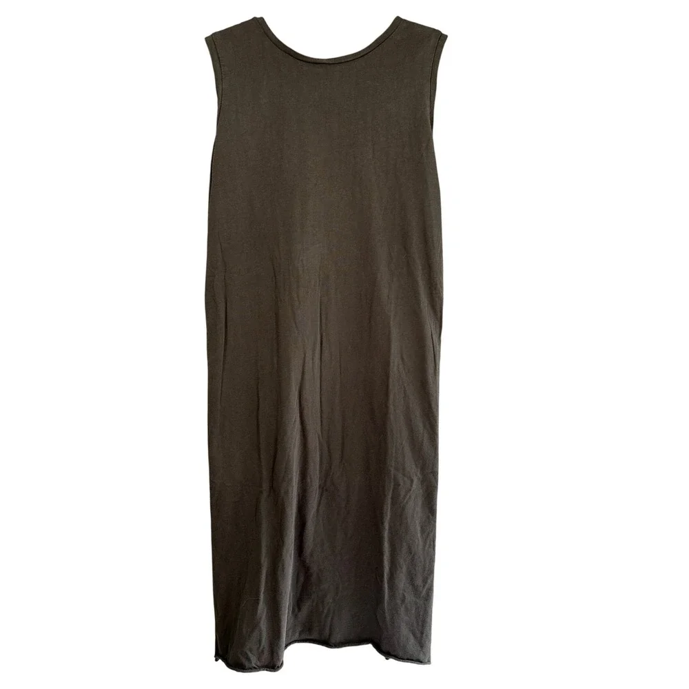 Oak + Fort Tank Dress Womens‎ XS Gray Sleeveless Midi Raw Hem Slit Minimalist