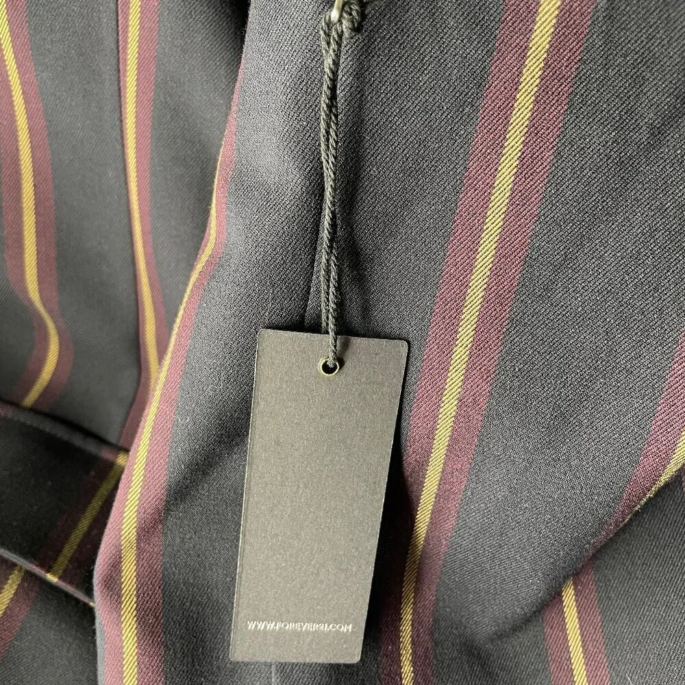 Forever 21 Dark Academia Striped Blazer Burgundy Gold Size M Preppy