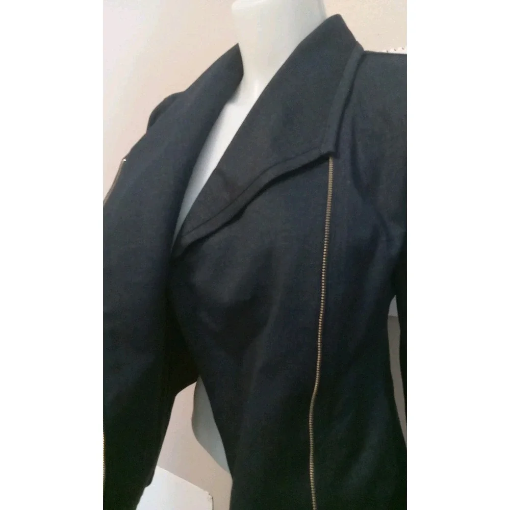 tommy hilfiger Women Indigo‎ Blue Side Zip Collared Longsleeve Blazer Size 4