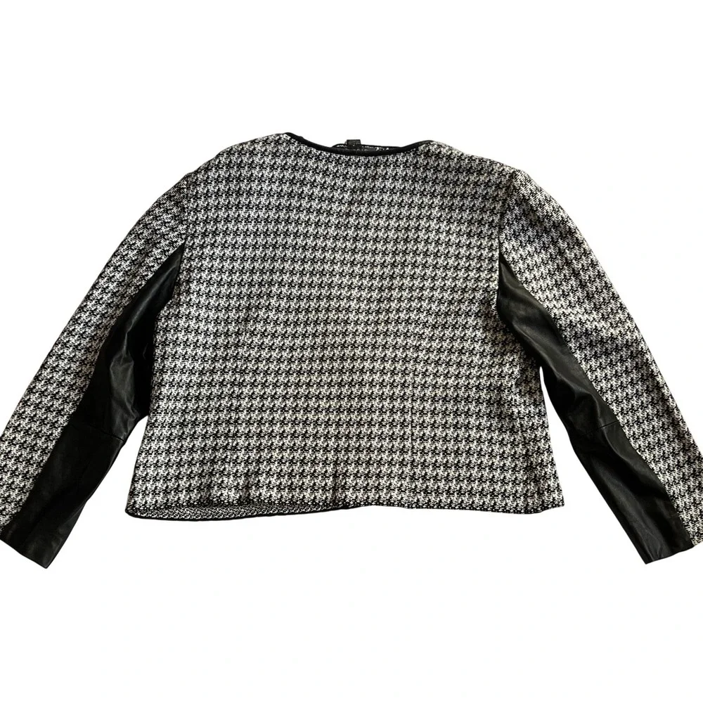 St John Collection Houndstooth Luxury Business Casual Jacket Black White Size 16