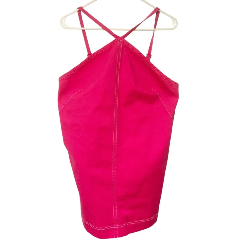 Anthropologie Pilcro Size Large Pink The Judie Halter Denim Swing‎ Mini Dress
