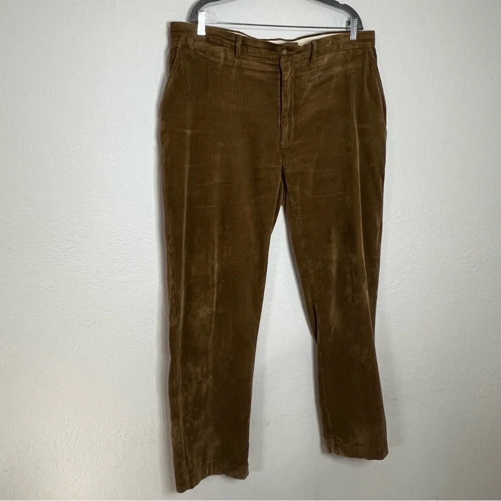VTG Polo Ralph Lauren Tan 100% Cotton Corduroy Flat Front Pants Men’s Size 38/32