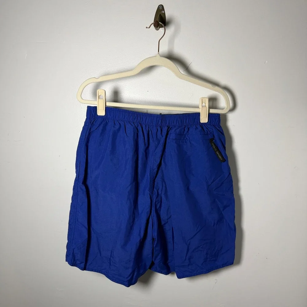 Vintage Polo Sport Ralph Lauren Swim Trunks Blue Y2K Mens‎ Large Nylon Shorts