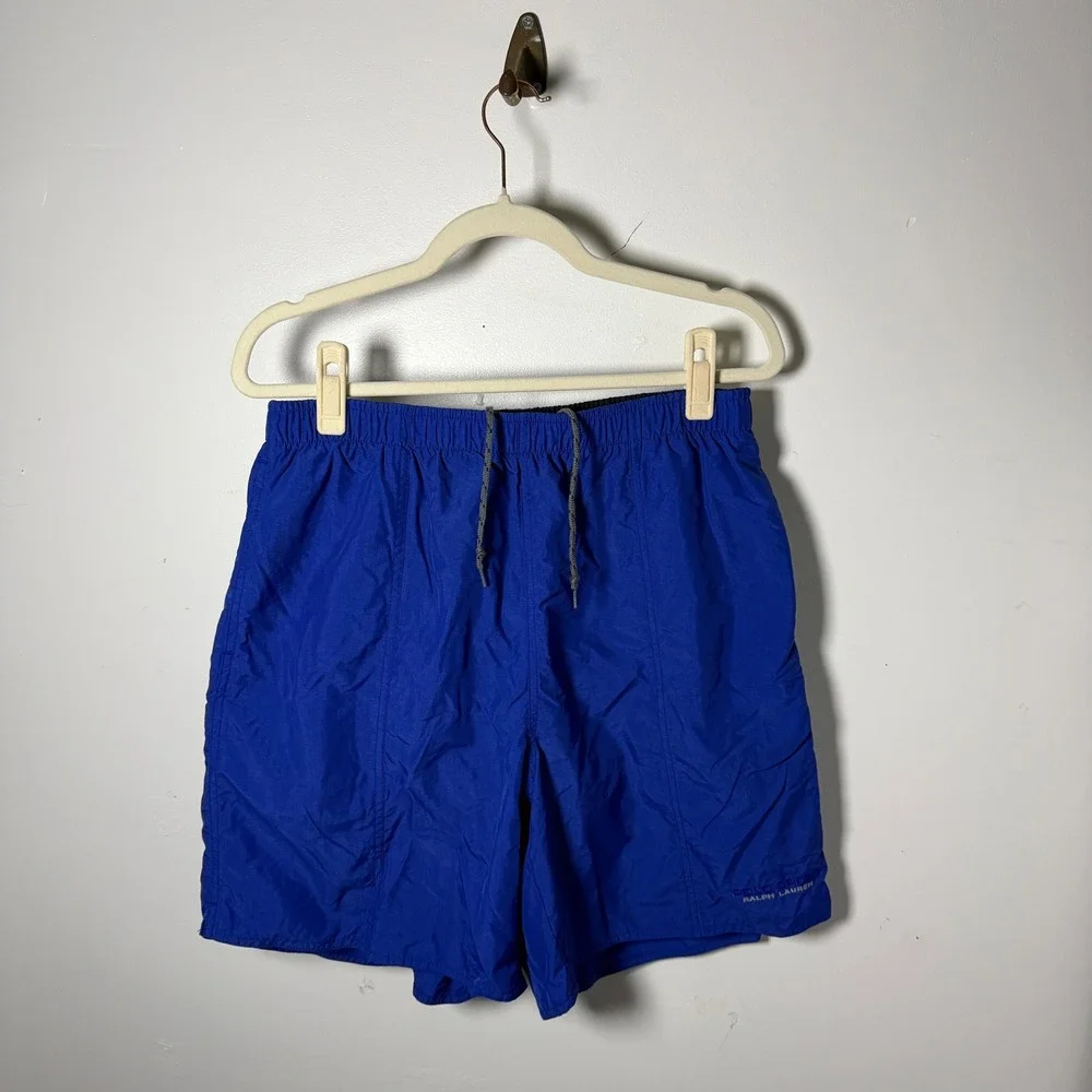 Vintage Polo Sport Ralph Lauren Swim Trunks Blue Y2K Mens‎ Large Nylon Shorts