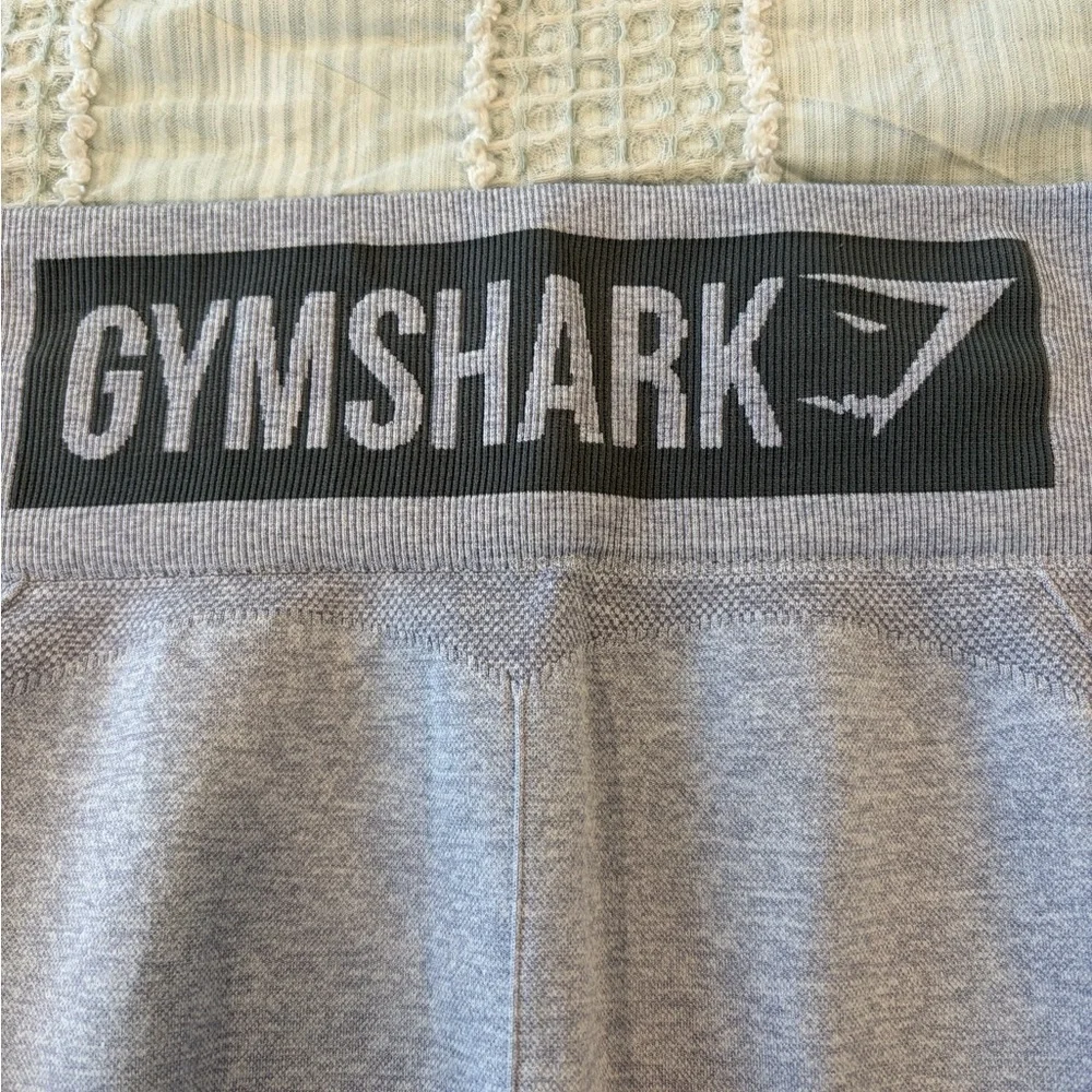 Gymshark‎ Flex High Waisted Seamless Leggings Gray Spellout Logo size small