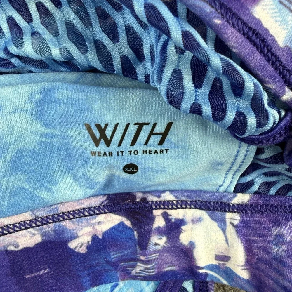 Wear It To‎ Heart Outfit Womens 2XL Blue Tie Dye Peloton Bra Leggings Yoga Set