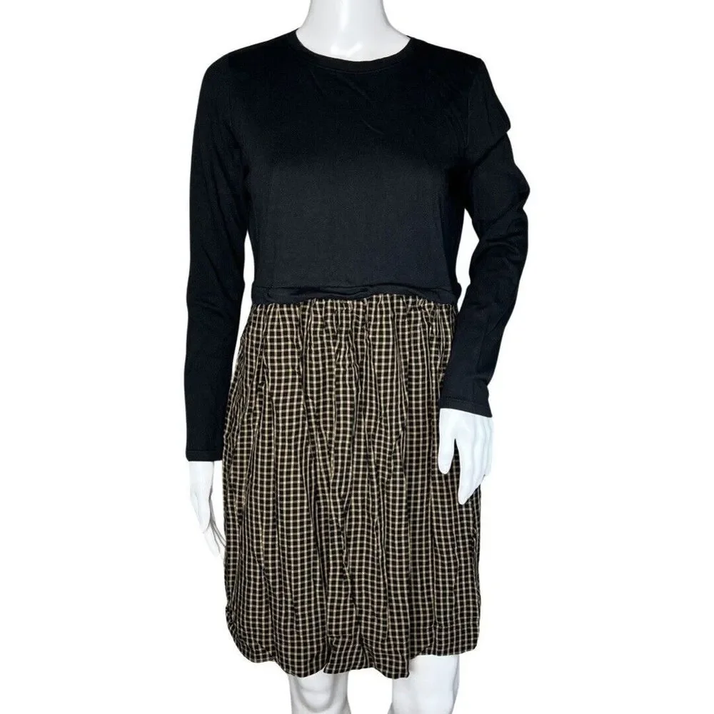 J. Jill Dress Womens Small Black Brown Plaid Purejill Casual Office Bohemian‎