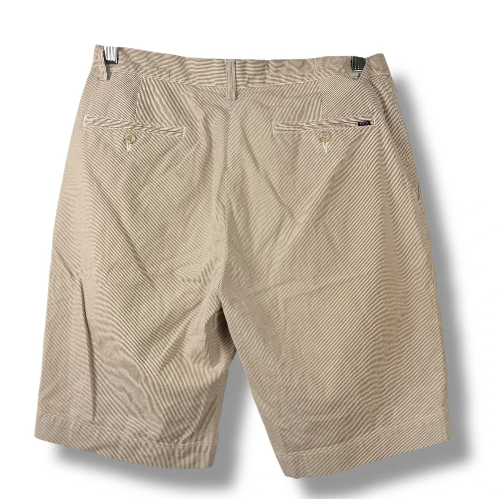 Polo Ralph Lauren Shorts Mens 31 Tan White Stripe Golf Cotton Preppy Classic 10
