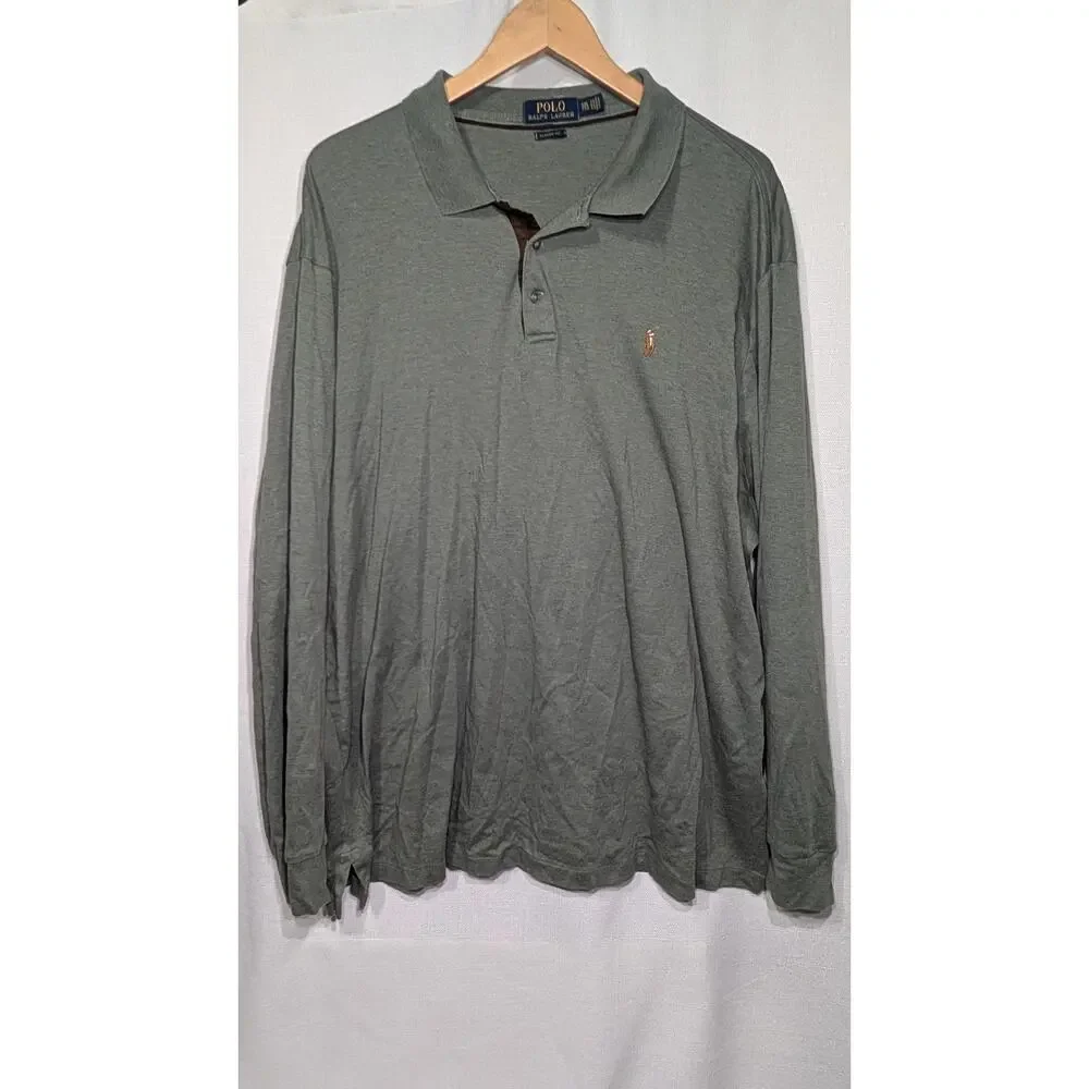 Polo Ralph Lauren Mens‎ Classic Fit Long Sleeve Polo Size XXL Olive Green
