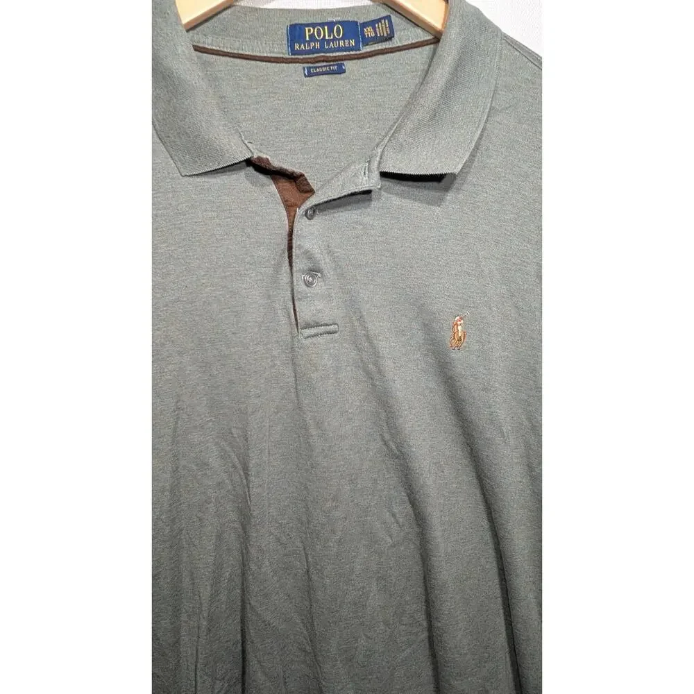 Polo Ralph Lauren Mens‎ Classic Fit Long Sleeve Polo Size XXL Olive Green