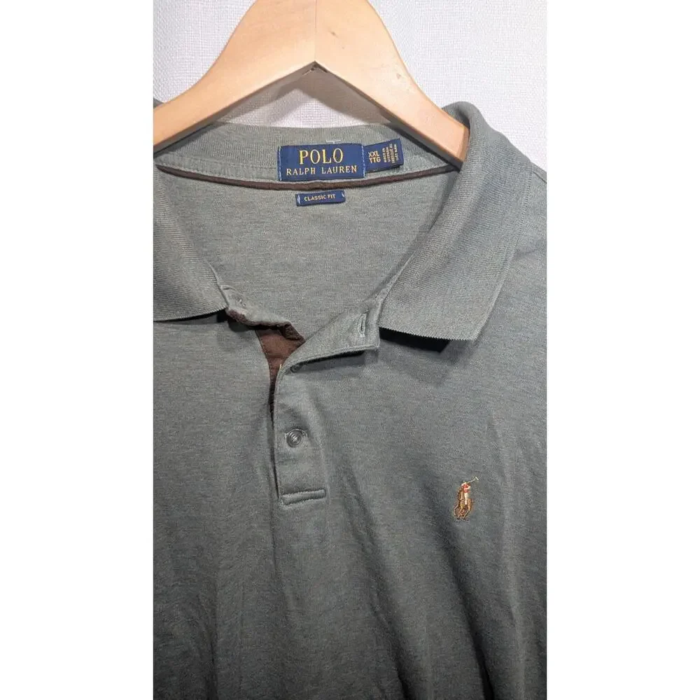 Polo Ralph Lauren Mens‎ Classic Fit Long Sleeve Polo Size XXL Olive Green