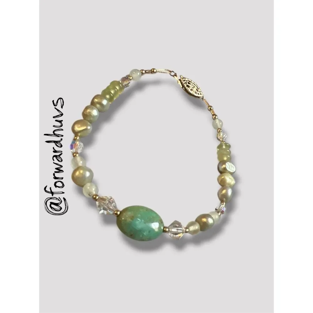 1/20 14K Gold‑Filled Stone & Bead Bracelet