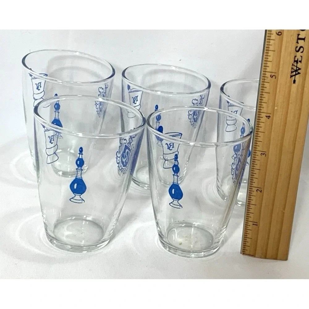 Libbey Novelty Tumblers Pharmacy Rx Vintage Barware Juice Set of 5 Glasses 3.5