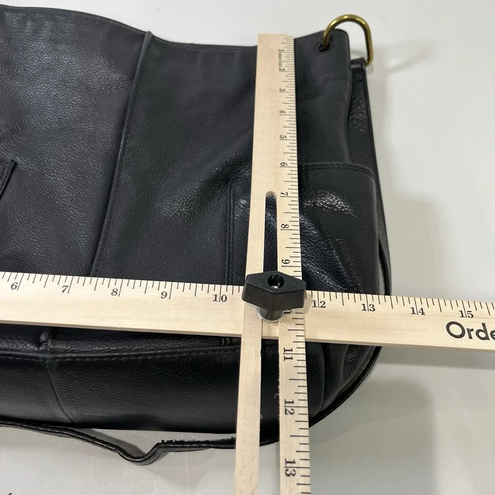 Fossil Lane North South Black‎ Pebbled Leather Hobo HandBag Purse Buttery Soft