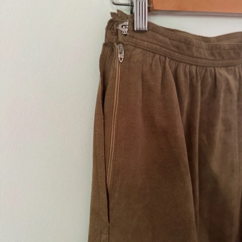 VTG Ultrasuede Faux Suede Midi Skirt Brown Sz 8 Cottage Boho Festival Stagecoach