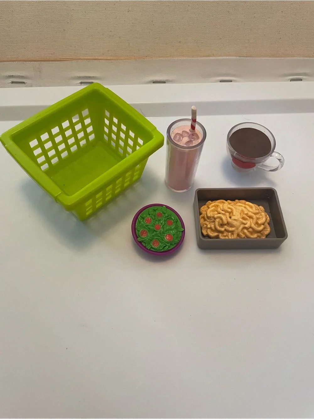 Baby doll accessories food and shopping basket pretend play