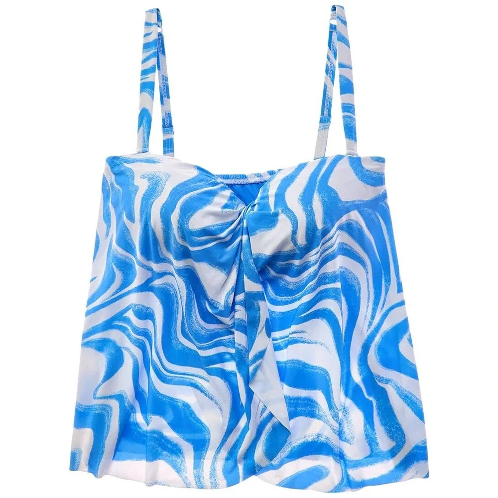 Coco Reef Blue White Swirl Print Twist Front Tankini‎ Swim Top Bra Sized 12/36D