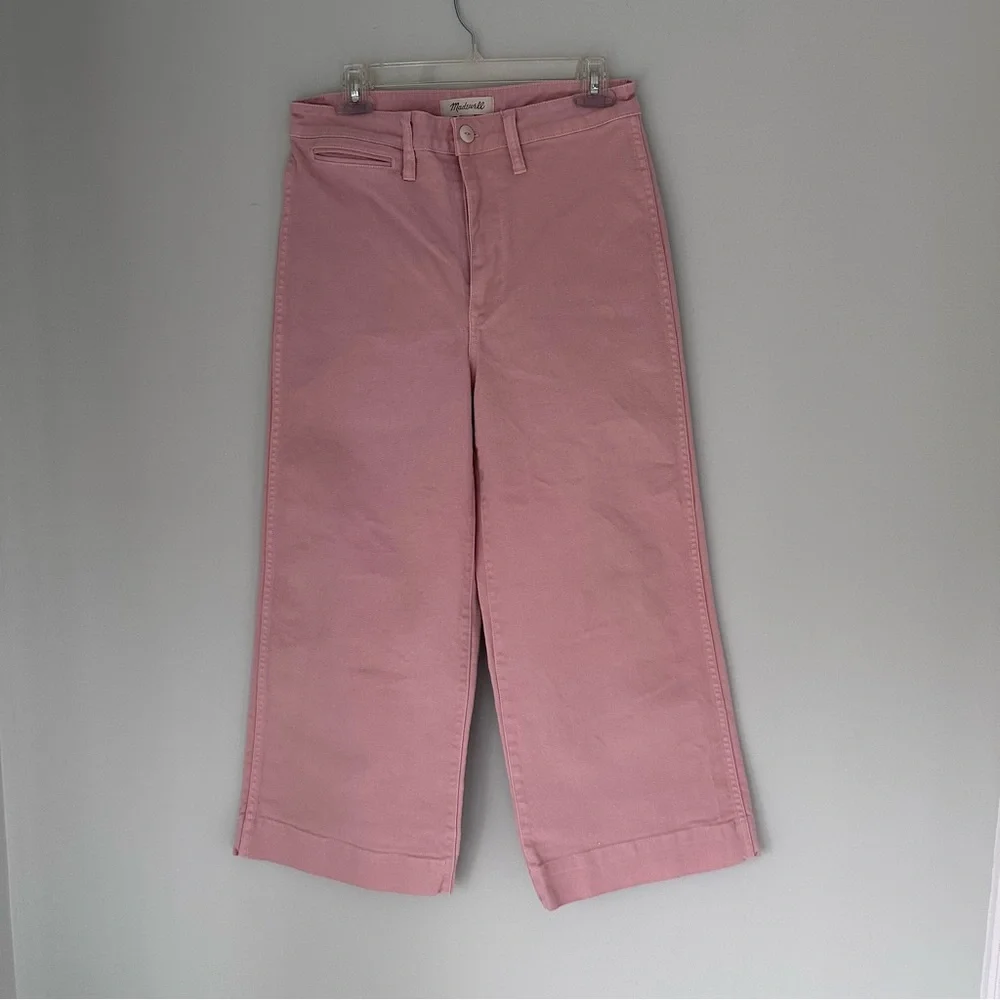 Madewell Emmett Wide Leg Cropped Pants in light pink