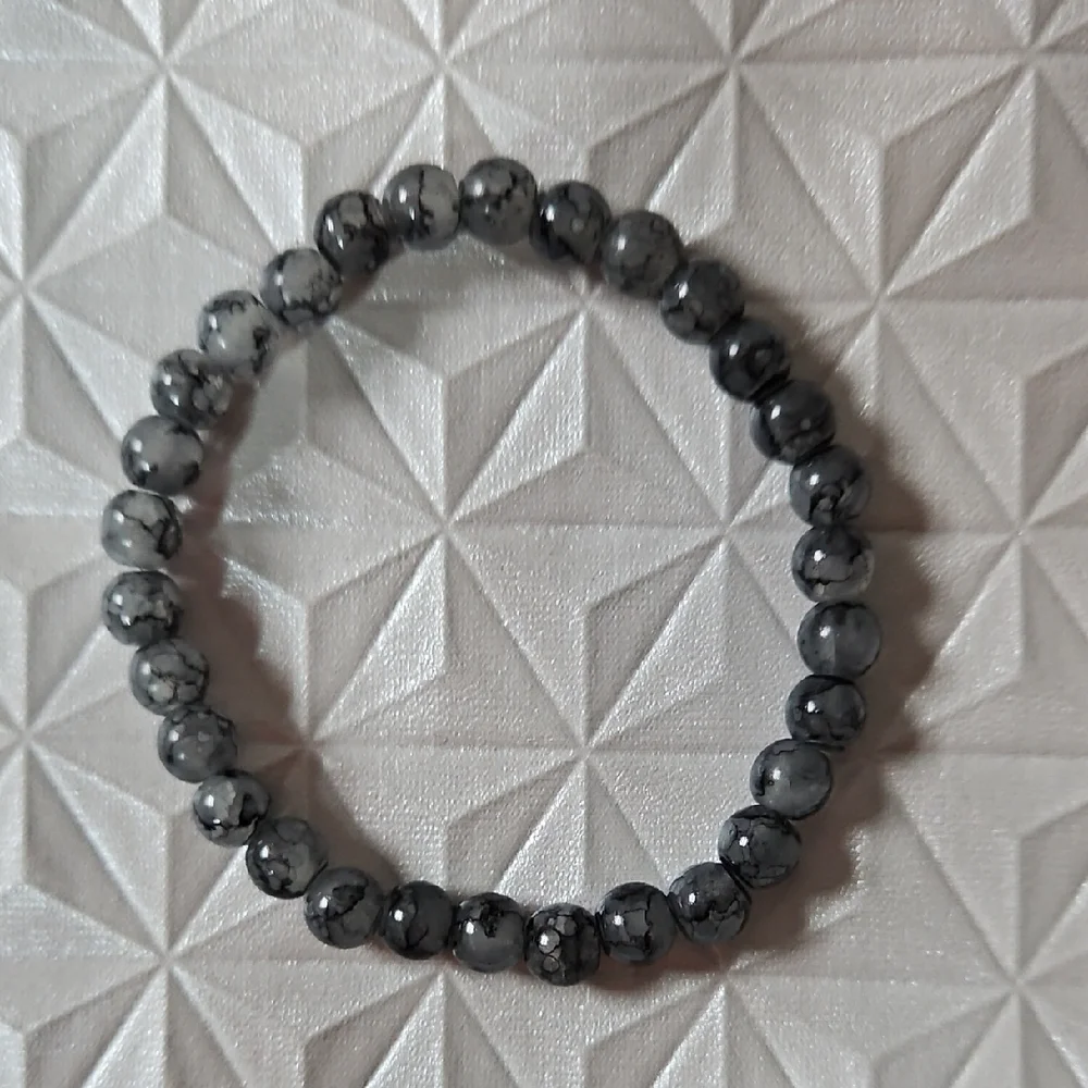 Gray and Black Transparent Beaded Bracelet