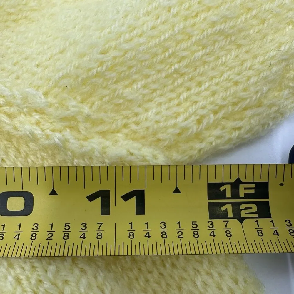 Vintage 1970s Handmade Baby Dress & Cardigan Set Yellow Knit Retro Infant