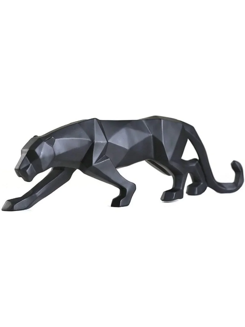 Abstract Leopard Panther Sculpture - Hand-Carved Resin Animal Decor for Modern