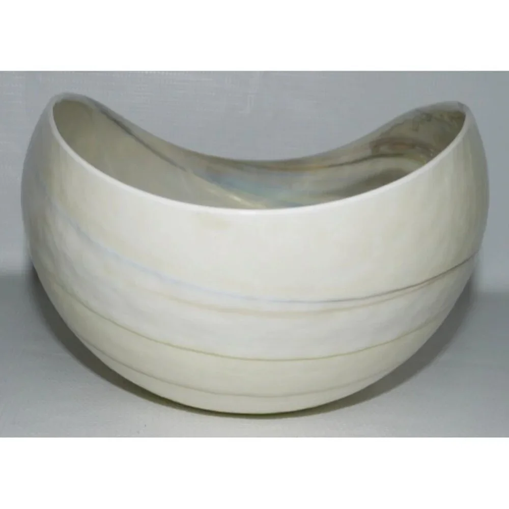 MURANO Venezia beige opalescence glass decorative bowl made in Italy 12.5 x 6.5