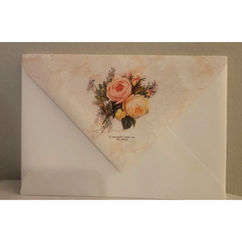 Lot of 2 VTG Hallmark Stationery & Envelopes Sets in box Poppy & Cherub Floral