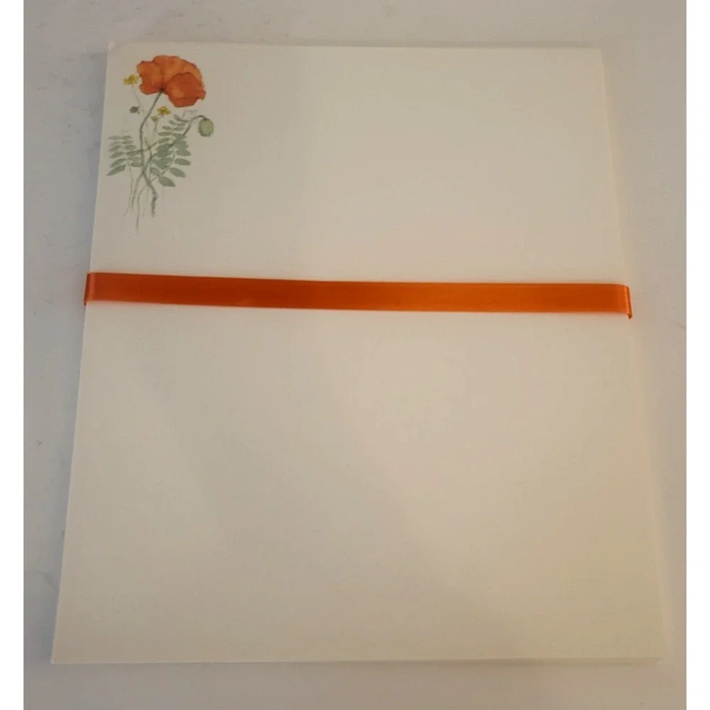 Lot of 2 VTG Hallmark Stationery & Envelopes Sets in box Poppy & Cherub Floral